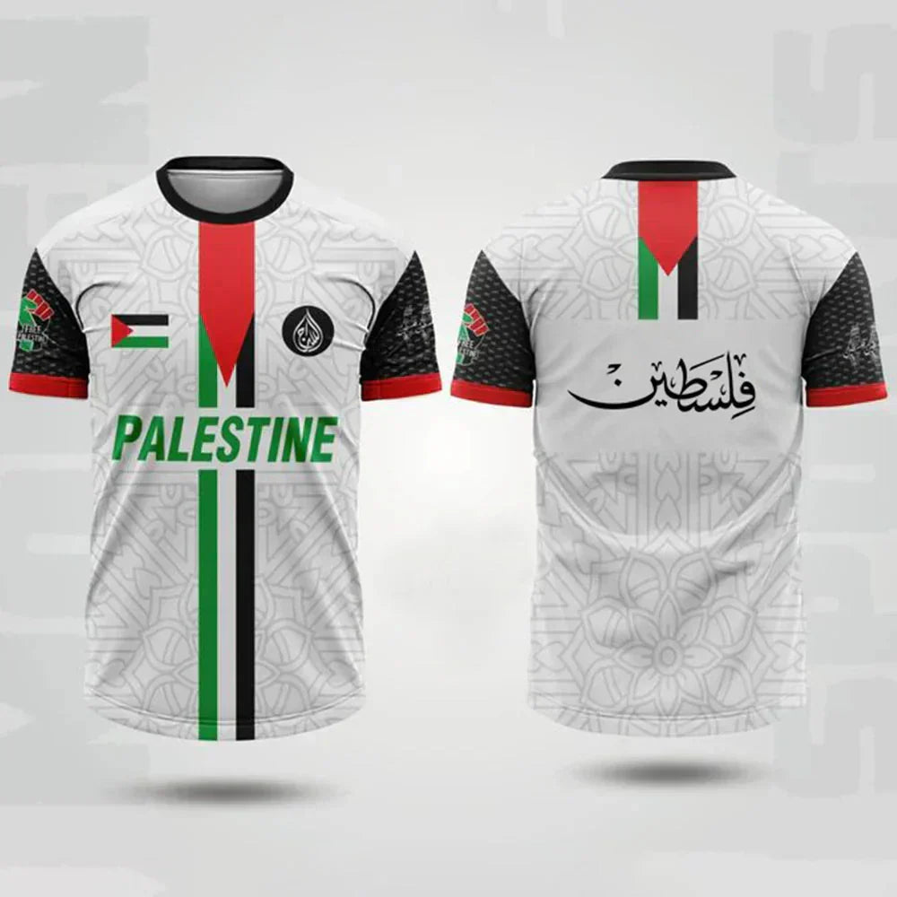 Palestine Football Jersey T Shirts Summer Fashion Short Sleeve Palestinian Flag 3D Print Tshirt Casual O Neck Loose Men Tee Tops freepalstine