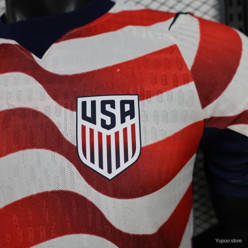 Maillot domicile USA 2026 rayé rouge et blanc
