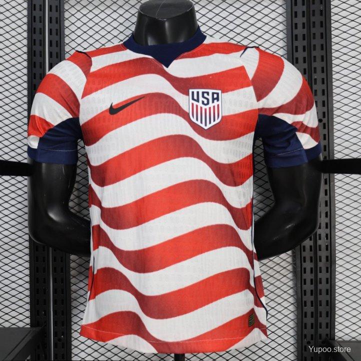 Maillot domicile USA 2026 rayé rouge et blanc
